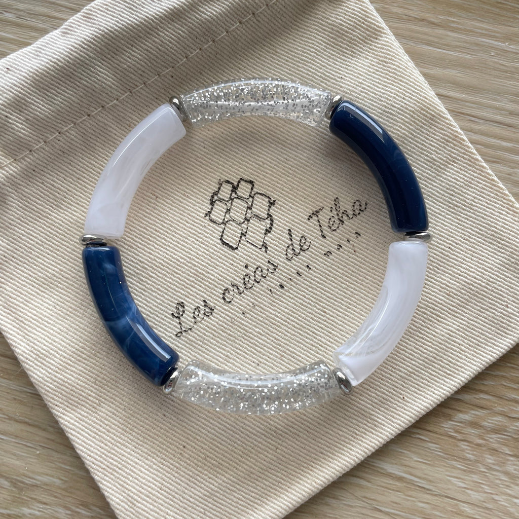 Bracelet élastique tendance perles incurvées modèle Ata