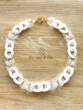 Collier en grosses mailles blanc modèle Ohéa