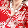 Collier en grosses mailles blanc et doré modèle Ohéa