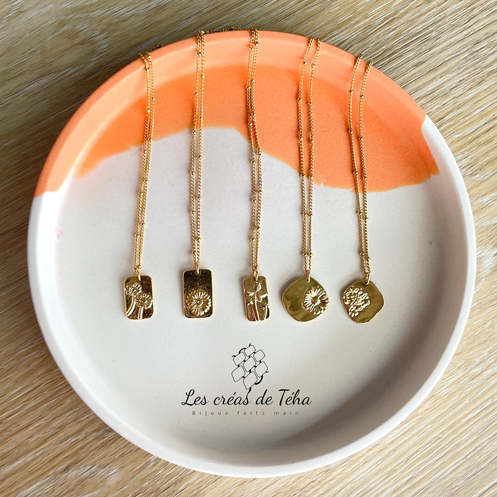 Collier en acier inoxydable et plaqué or  modèle Printemps