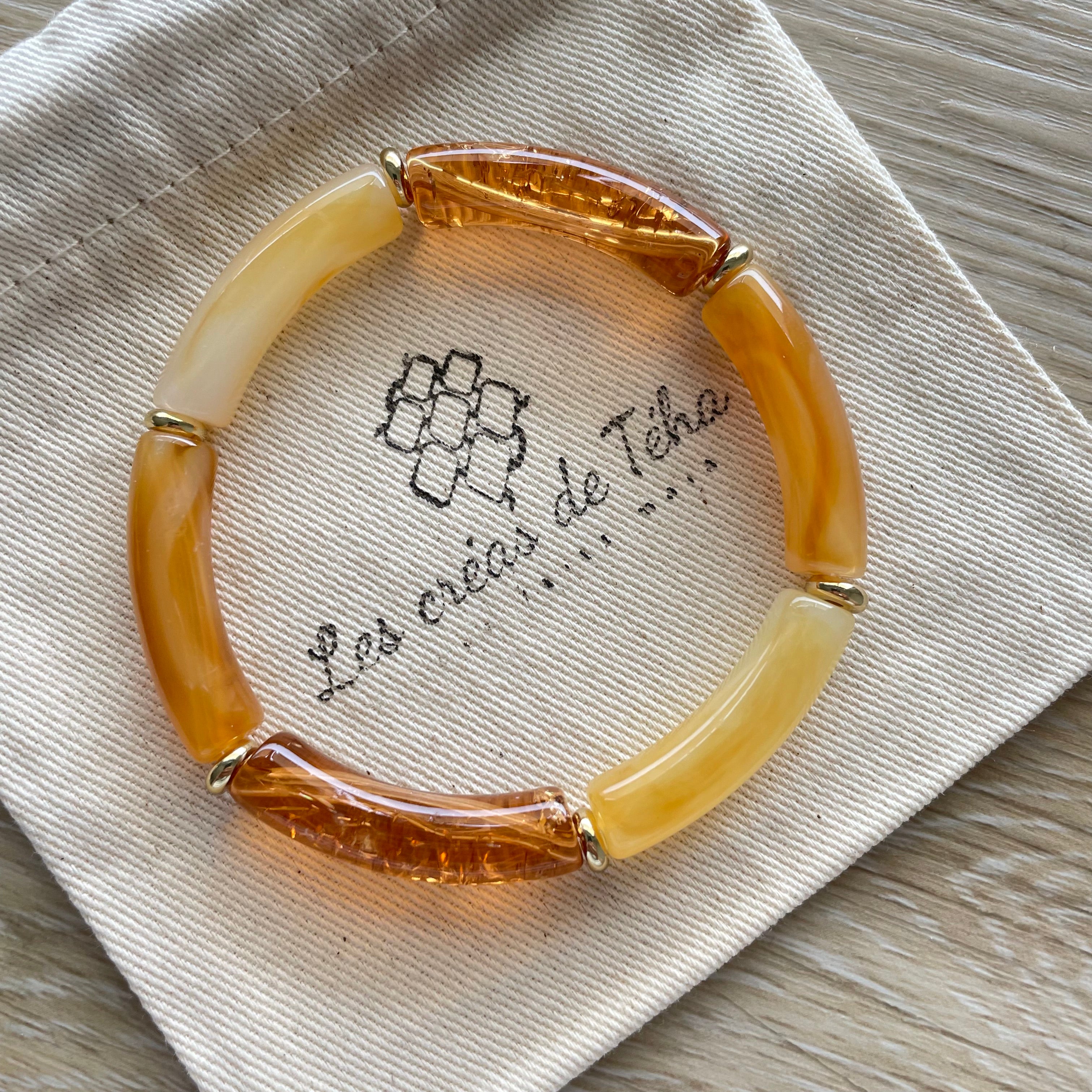 Bracelet élastique tendance perles incurvées modèle Ata