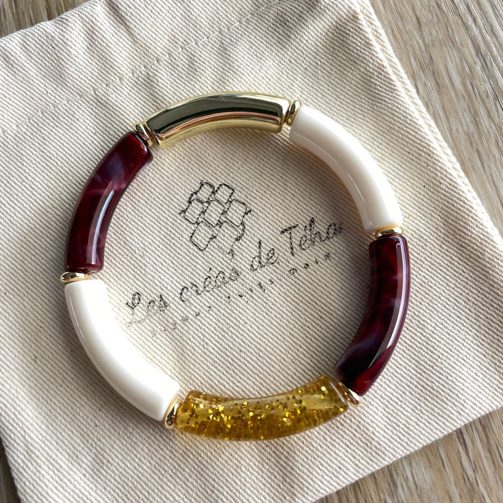 Bracelet élastique tendance perles incurvées modèle Ata