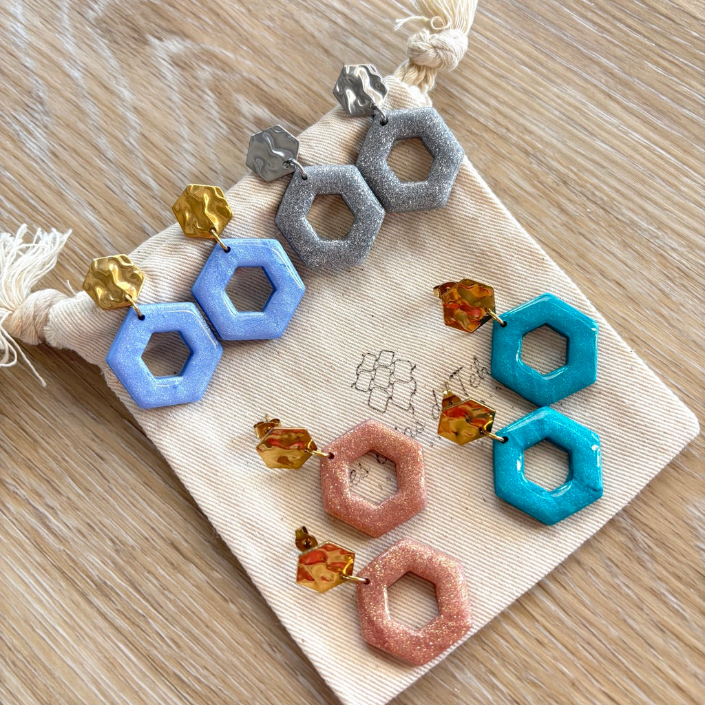Boucles d’oreilles en acier inoxydable et pâte polymère modèle Alvea