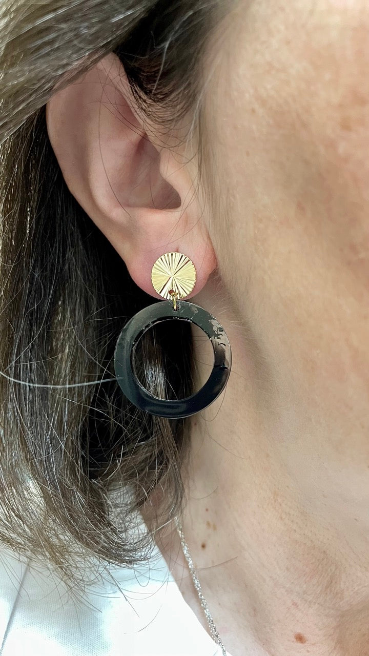 Boucles d’oreilles tendance plaquées or et résine modèle Halo