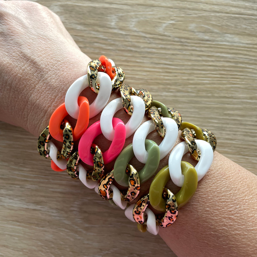 Bracelet tendance grosses mailles modèle Ohéa fauve doré