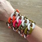 Bracelet tendance grosses mailles modèle Ohéa fauve doré