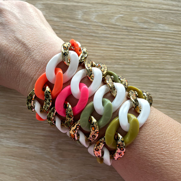 Bracelet tendance grosses mailles modèle Ohéa fauve doré