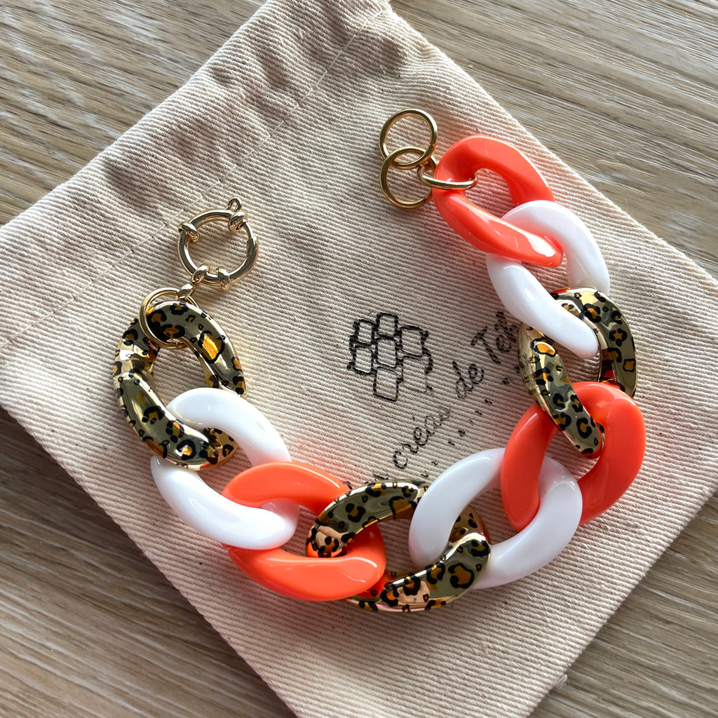 Bracelet tendance grosses mailles modèle Ohéa fauve doré