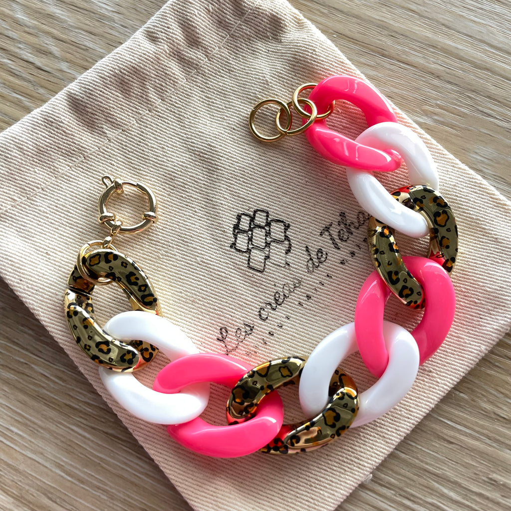 Bracelet tendance grosses mailles modèle Ohéa fauve doré