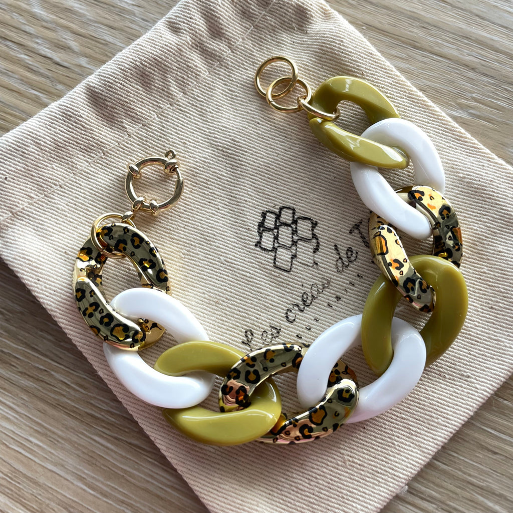 Bracelet tendance grosses mailles modèle Ohéa fauve doré