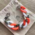 Bracelet tendance grosses mailles modèle Ohéa fauve argenté