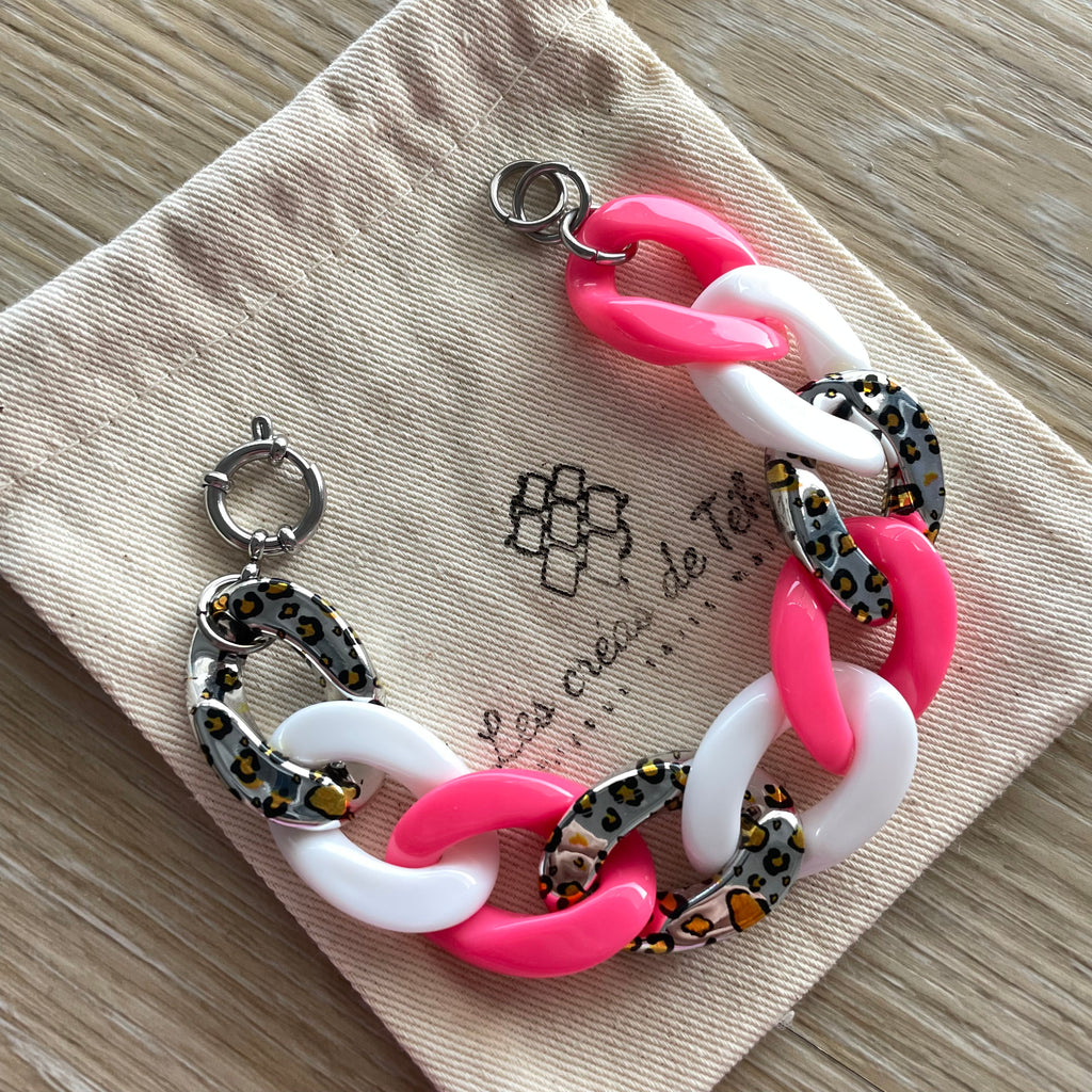 Bracelet tendance grosses mailles modèle Ohéa fauve argenté