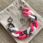 Bracelet tendance grosses mailles modèle Ohéa fauve argenté