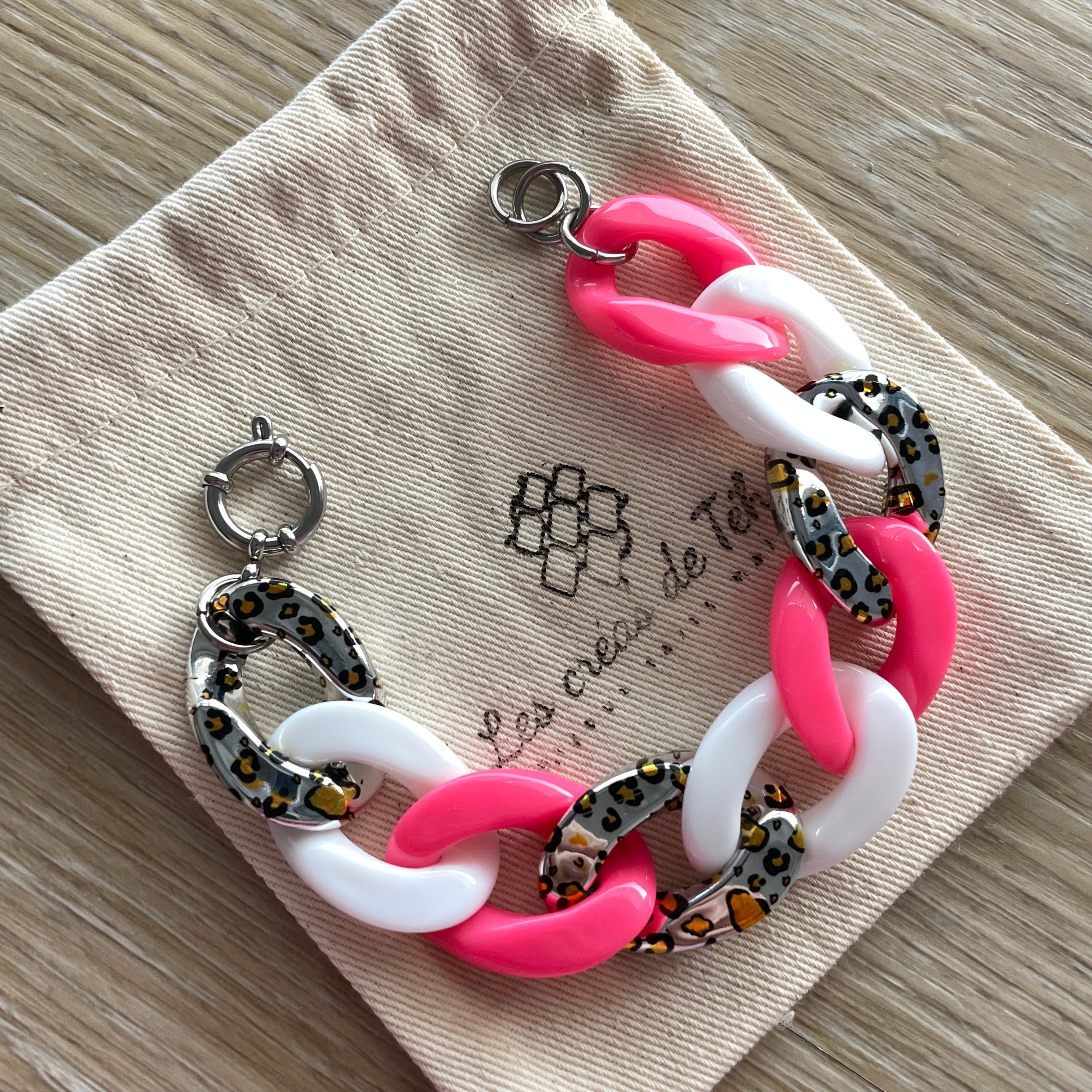 Bracelet tendance grosses mailles modèle Ohéa fauve argenté