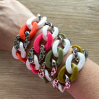 Bracelet tendance grosses mailles modèle Ohéa fauve argenté