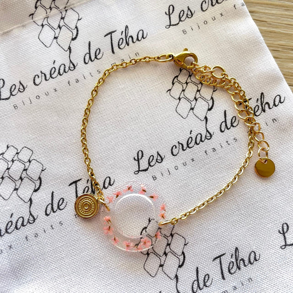 Bracelet réglable en acier inoxydable doré intercalaire en résine modèle Hana