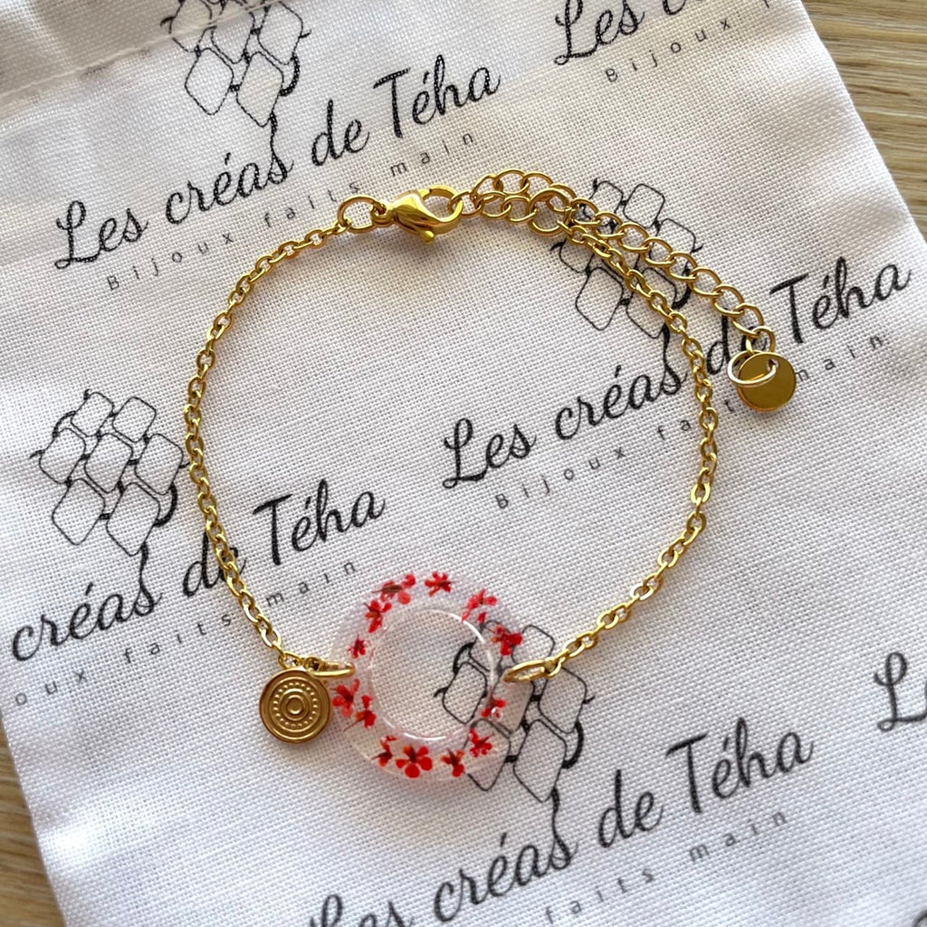 Bracelet réglable en acier inoxydable doré intercalaire en résine modèle Hana