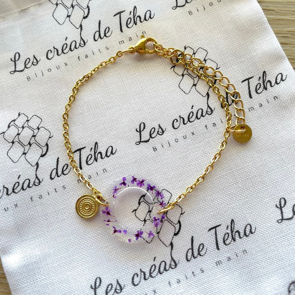 Bracelet réglable en acier inoxydable doré intercalaire en résine modèle Hana