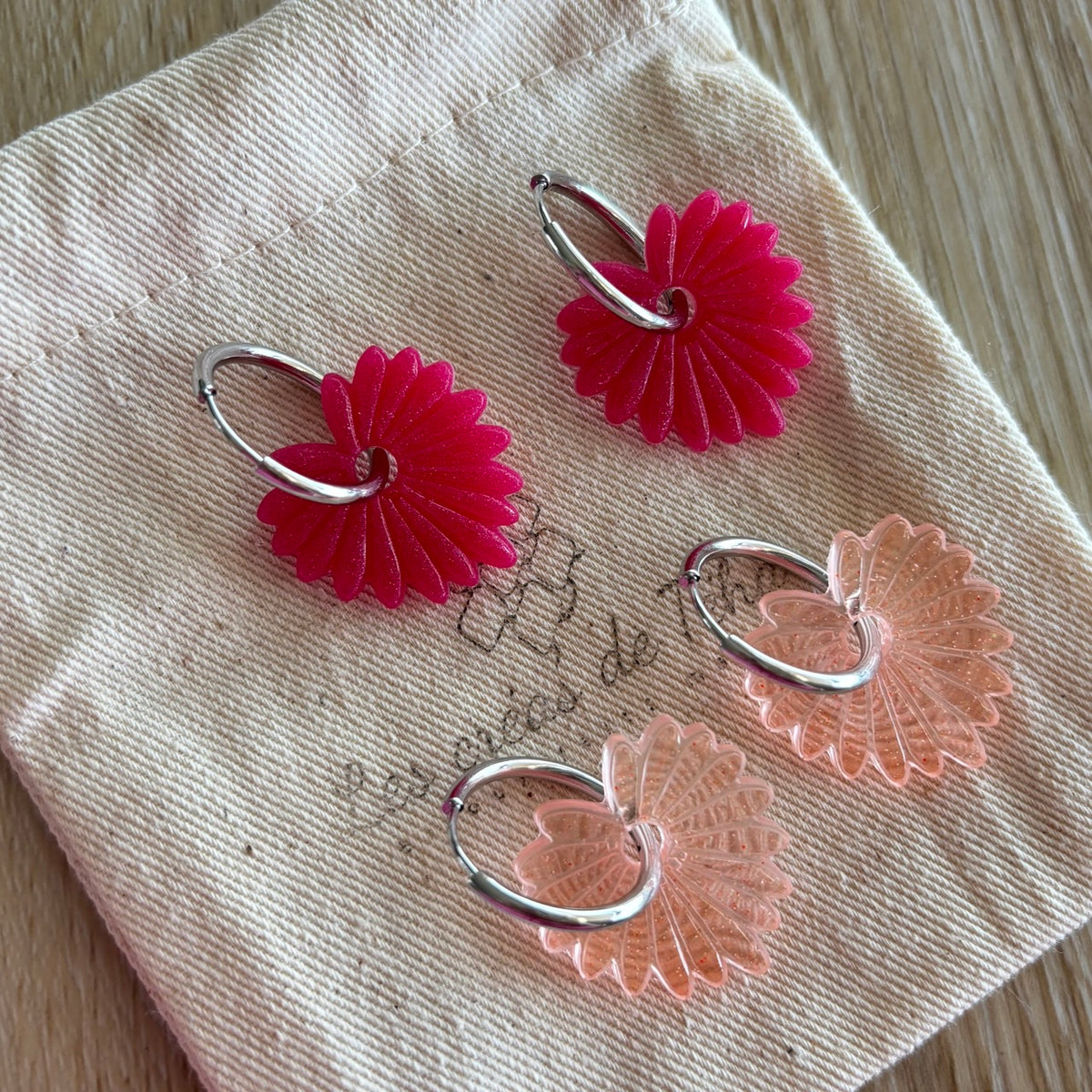 Pampilles interchangeables avec  ou sans créoles modèle Palma collection Octobre rose