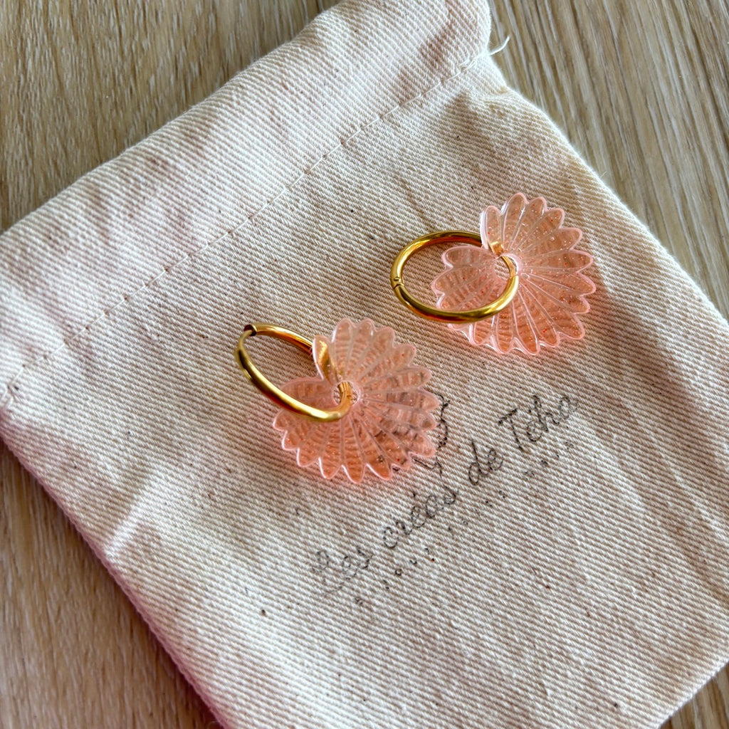 Pampilles interchangeables avec  ou sans créoles modèle Palma collection Octobre rose