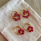 Pampilles interchangeables avec ou sans créoles modèle Flower Octobre rose